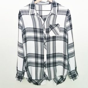 Beach Lunch Lounge Bailey Split Back Plaid Top L